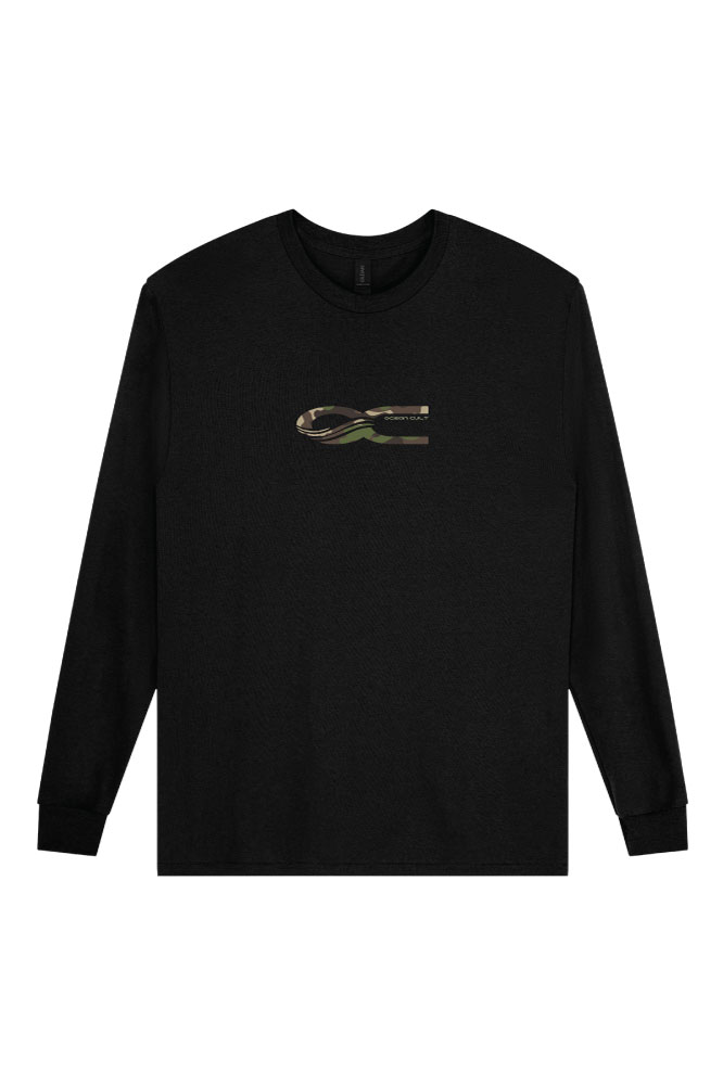 Ocean Cult OC Cammo Logo Long Sleeve Black Tee Front