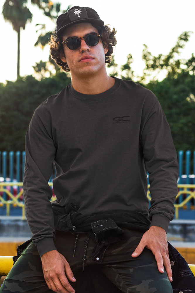 Ocean Cult Small OC Logo, Men's Black Long sleeve Tee